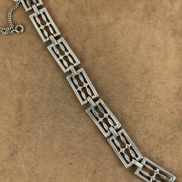 Vintage 1930's Sterling Silver ART DECO Marcasite Lattice Style Bracelet - Picture 6 of 8